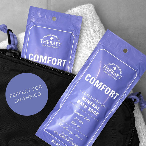 Mineral Bath Soak, Comfort Concentrated Bath Soak by Village Naturals Therapy, Blueberry Citrus, 2 Oz, Pack of 12