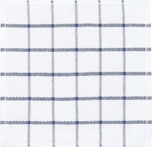Cotton Dish Towels for Kitchen, Set of 8, Light and Soft Cleaning Rags, 12 Inch x 12 Inch (Blue Plaid)
