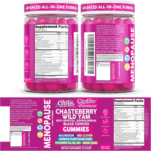 Gummies B6 Gummy Clean Nutra Menopause Supplements for Women Chastberry Wild Yam Inositol Black Cohosh Magnesium Red