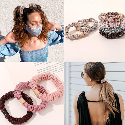 Silk Hair Ties Satin Scrunchies, Small Mini Scrunchy for Women, No Slip Hair Elastics, Ponytail Holder for Curly Hair