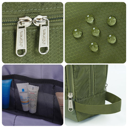 Toiletry Bag for Men, Hanging Dopp Kit Water Resistant Shaving Bag, Small Toiletry Bag for Traveling (Pure Green)