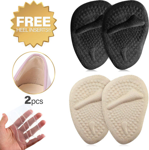 Metatarsal Pads - Cushion Inserts for All Day Pain Relief and Comfort (Beige & Black)