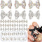 Maitys 24 Pieces Nail Bows Charms Rhinestones - 3D Alloy Pearl Bow Knot Accessory for Women DIY Valentine Salon Jewelry