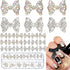 Maitys 24 Pieces Nail Bows Charms Rhinestones - 3D Alloy Pearl Bow Knot Accessory for Women DIY Valentine Salon Jewelry