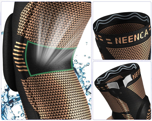 NEENCA Copper Knee Brace for Knee Pain, Knee Support with Patella Pad & Side Stabilizers, Compression Knee Sleeve