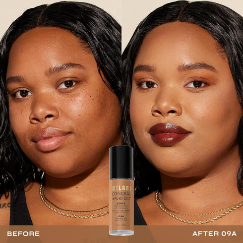 Milani Conceal + Perfect 2-in-1 Foundation + Concealer, Waterproof and Sweatproof, Under Eye Corrector - Natural Tan