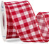 Ribbli Buffalo Plaid Burlap Wired Ribbon, 2-1/2 Inch x 10 Yard, Red and White Patriotic Ribbon for Wreath, Big Bow,