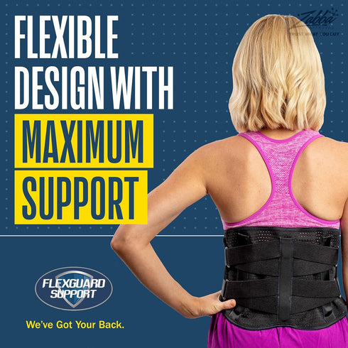Back Brace for Men Women, Compression Lower Back Support Belts for Pain Relief, Breathable Lumbar Belts with Pocket