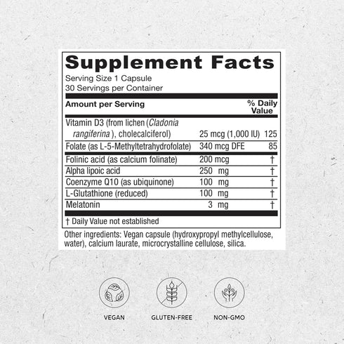 Vitanica Ovum P.M. - Egg Quality Support with Vitamin D3, Alpha Lipoic Acid & Melatonin - 30 Vegan Caps