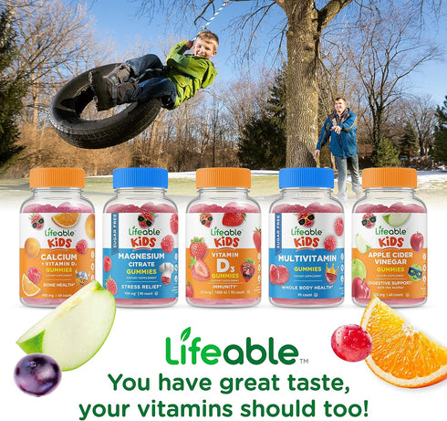 Lifeable Calcium, Magnesium, Zinc and Vitamin D Gummies - 90 Gummies, Bone Health Support
