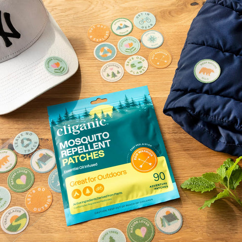 Cliganic Mosquito Repellent Stickers (90 Pack) - Camping Patches for Kids & Adults, Natural DEET-Free, Essential Oil Infused