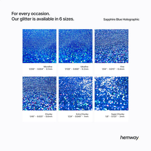 Hemway Premium Ultra Sparkle Glitter - Multi Purpose Metallic Flake for Arts Crafts, Sapphire Blue Holographic, 100g /