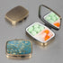 Dynippy Pill Case with Mirror, Retro Pocket 2 Compartment Medicine Case for Travel and Purse