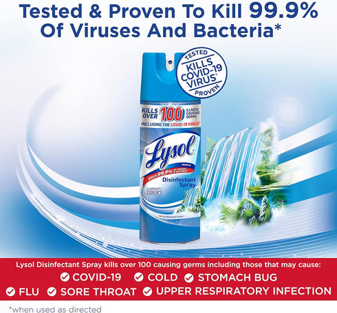 Lysol Disinfectant Spray, Antibacterial and Sanitizing Spray, Spring Waterfall, 12.5 Fl Oz (Packaging May Vary)