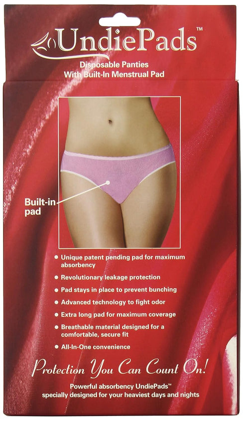 UndiePads 3 Count (Pack 1) Period Underwear Disposable Period Panties for Women and Teen Girls, Menstrual Brief