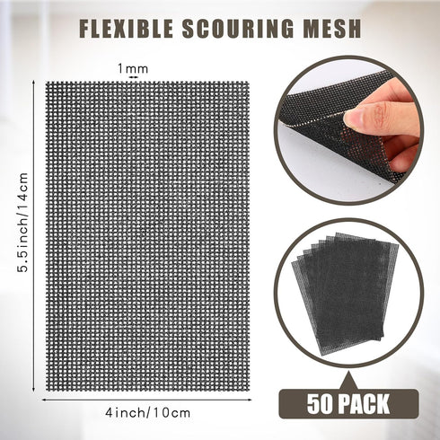 50 Pcs Flexible Scrubbing Screen, 5.5" x 4" Abrasive Grit Pad for Household Cleaning, Removes Carbon Rust Scale