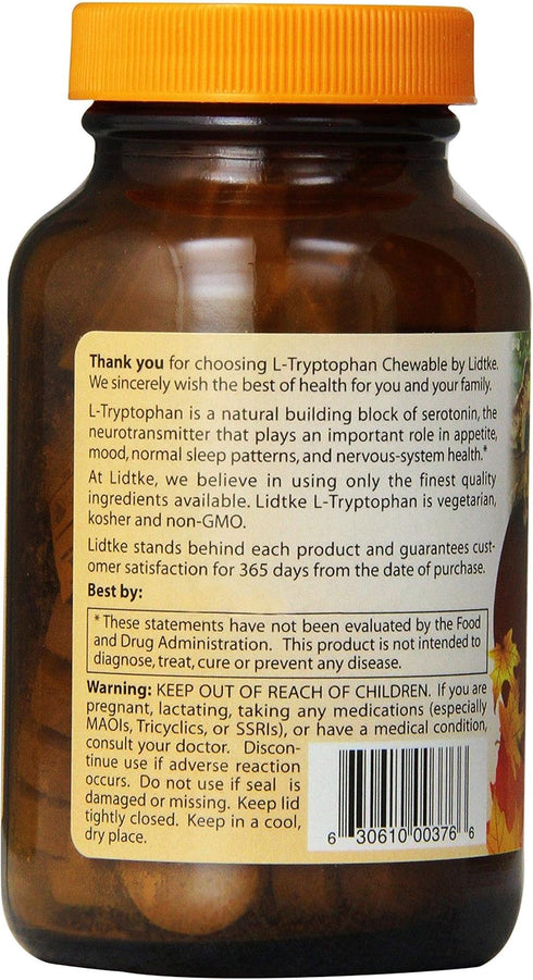 Lidtke Technologies L-Tryptophan Chewable Tablets, 60 Count