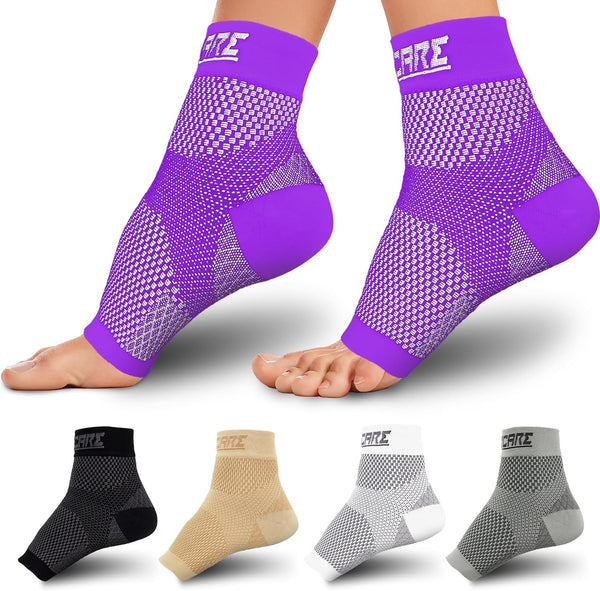 Compression Socks for Women & Men, Open Toe (2 Pairs) for Swelling Relief, Purple, Large