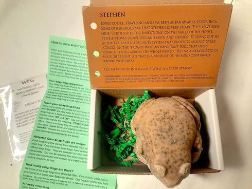 Stephen Frog Soap from WFG Waterfall Glen Soap Company, LLC, Bergamot with Coffee Scrub, Vegan Bath Soap with Shea