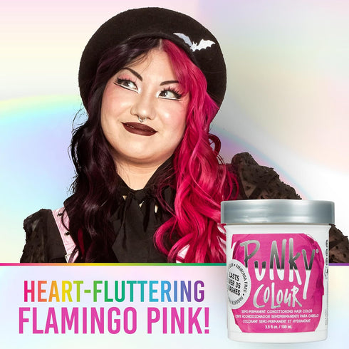 Punky Flamingo Pink Semi-Permanent Hair Color, 3.5 oz, Conditioning Vegan Hair Dye, Non-Damaging Formula