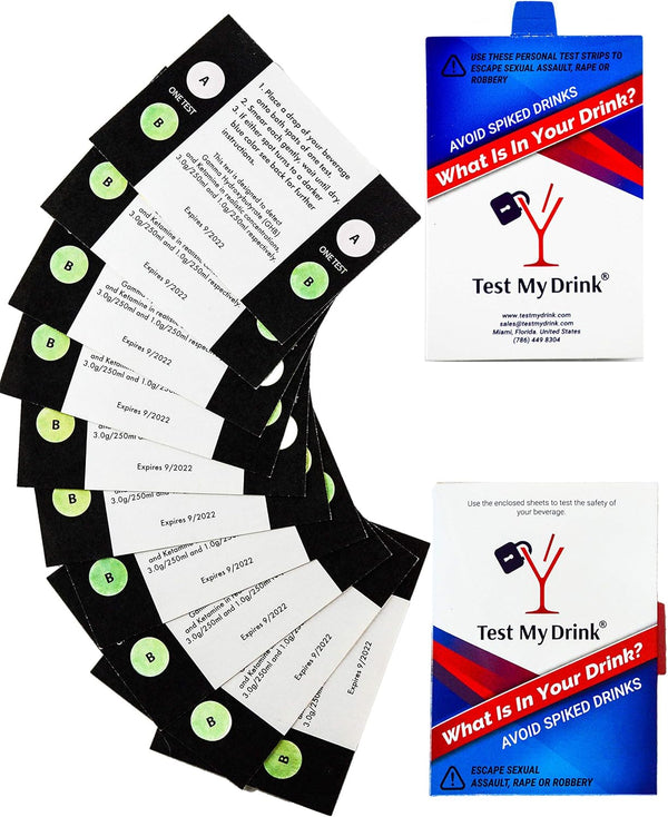 TEST MY DRINK 10 Strips - 20 Tests. Test Your Drink or Beverage. Escape Drink