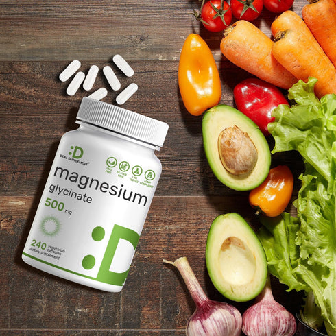 DEAL SUPPLEMENT 2 Pack Magnesium Glycinate 500mg, 480 Veggie Capsules for Muscle, Joint, Heart, Digestive Health