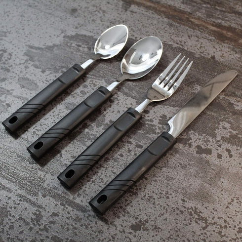 Rehabilitation Advantage Utensil Set with Lightweight Plastic Handles for Easy Use