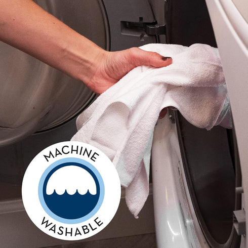 S&T INC. 50 Pack Microfiber Cleaning Cloth, Reusable Towels for Home and Cars, White, 11.5 in. x 11.5 in.