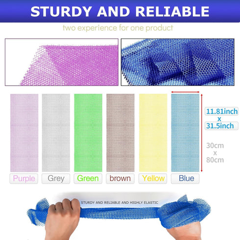 UJFQBH 6 Pieces African Net Sponge, Long Bath Sponge Exfoliating Shower Body Scrubber for Daily Use - Purple, Orange