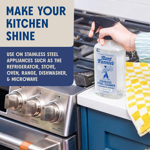 Pack 1 Aunt Fannie's Stainless Steel Spray Cleaner, Powered by Vinegar, Fingerprint and Residue Remover
