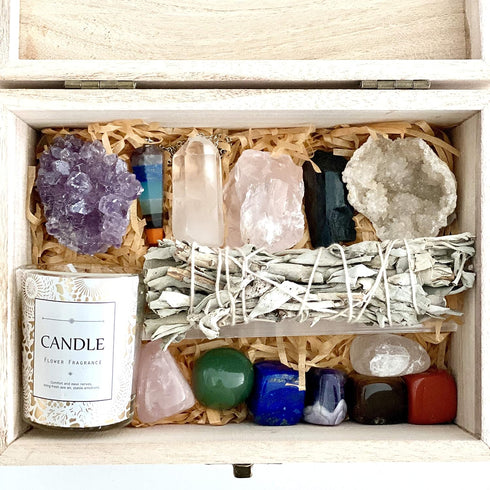 Healing Crystals Kit - Chakra Stones Crystal Starter Set | Sage Smudge