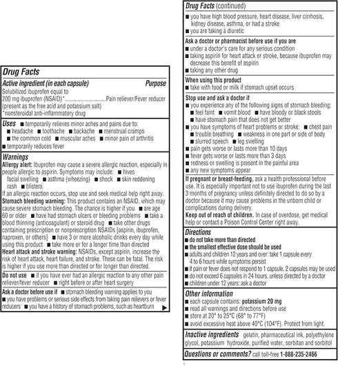 Dye-Free Ibuprofen 200 Mg Mini Softgels, Pain Reliever/Fever Reducer, 180 Count