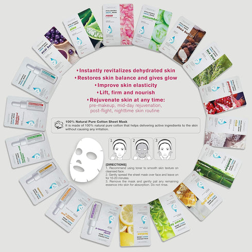 Hyaluronic Aqua Plus Essence Full Face Facial Sheet Mask 18 Sheets Combo - VALUE SET