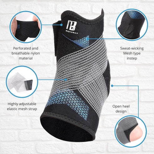 Ankle Brace for Women and Men - Ankle Compression Sleeve with Adjustable Strap for Injury Recovery