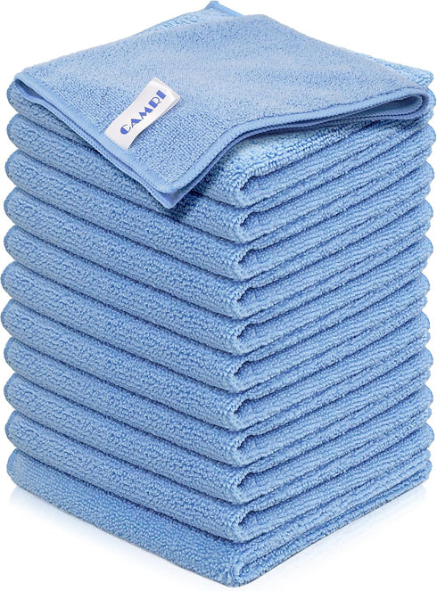 Microfiber Towel Cleaning Cloth – Pack of 12, Size 12.6” x 12.6”, Blue, Lint Free, Super Absorbent, Multipurpose