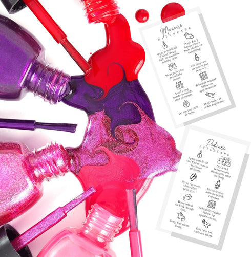 Manicure and Pedicure Aftercare Client Instruction Cards | 50 pk | Minimalist Nail Salon Care Removal Instructions