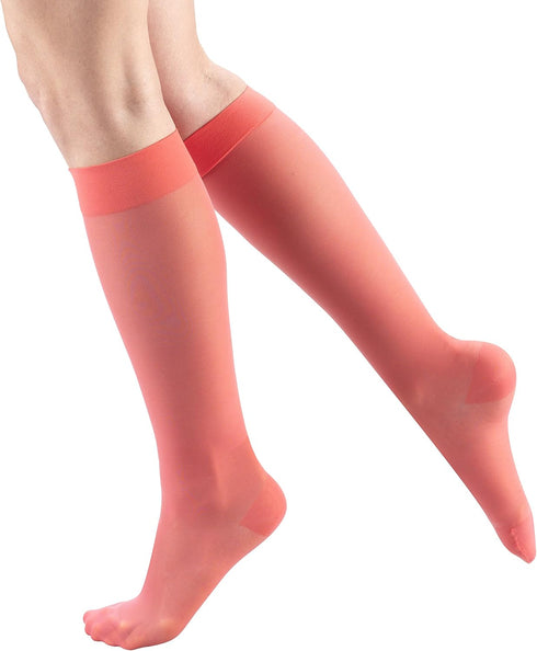 Truform Sheer Compression Stockings, 15-20 mmHg, Women's Knee High, Pink, X-Large