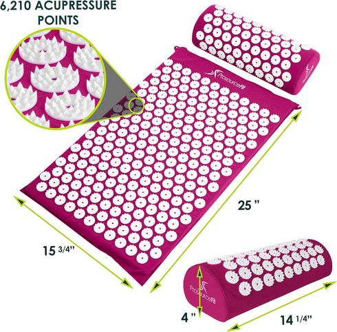 ProsourceFit Acupressure Mat and Pillow Set for Muscle Relaxation and Back/Neck Pain Relief