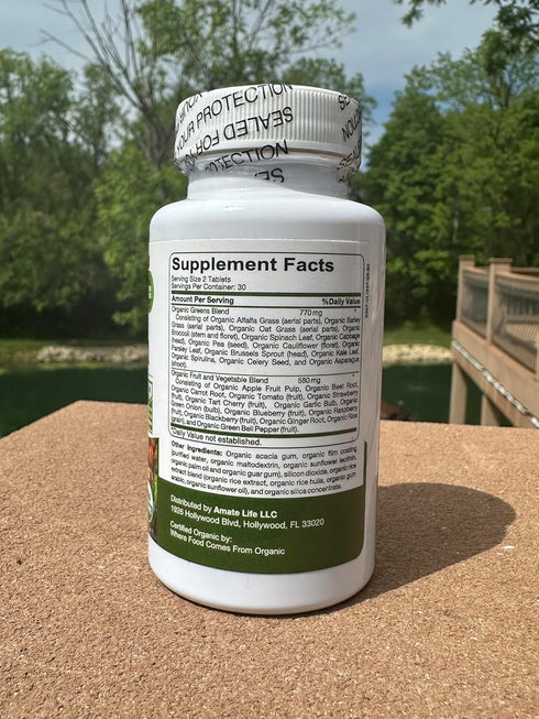 Organic Superfood Greens Fruits and Veggies Complex - Dietary Supplement with 14 Greens & 14 Fruits, Non-GMO