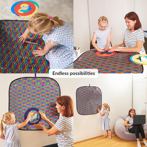 Sequins Wall Square | Sequin Wall | Sensory Wall Sequin Flip Fabric for Kids | Sequin Fabric Sensory Wall | Reversible