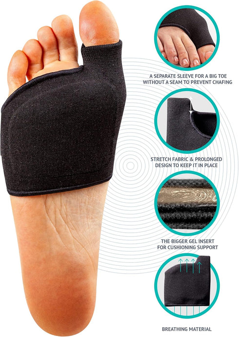 Brison Metatarsal Pads for Women and Men, Gel Sleeves Cushion Pads for Foot Pain Relief, 2 Pairs L