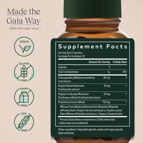 Gaia Herbs Adrenal Health Nightly Restore - Herbal Supplement with Ashwagandha, Magnolia Bark, Cordyceps, Lemon Balm, and More - 60 Vegan Liquid Phyto-Capsules (30 Servings)
