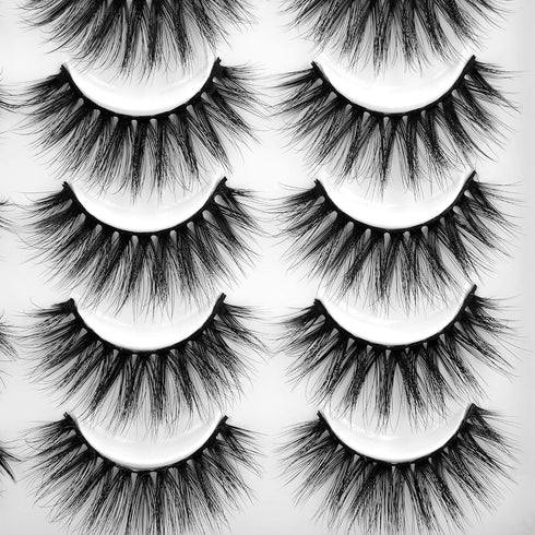 Lanflower 20 Pairs False Eyelashes, 4 Styles Fluffy Long Dramatic Lashes Pack, Wholesale Bulk Faux Mink Lashes