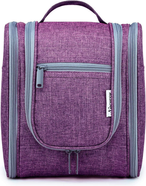 Narwey Small Hanging Toiletry Bag for Women, Travel Makeup Organizer for Toiletries, Medium, Dark Purple