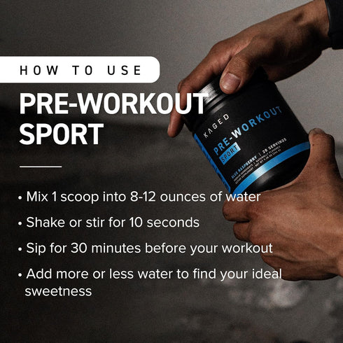 Kaged Pre-Kaged Sport Pre Workout Powder - Blue Razz - Energy Supplement for Endurance, 20 Servings