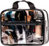 Large Transparent Clear Toiletry Bag - PVC Makeup Case with Handle - See Through Packing Cube - Zippered Plastic Pouch