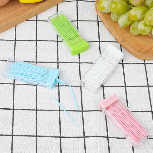 200Pcs Double Head Dental Toothpicks, 50pcs/Box - Plastic Toothpick for Interdental Cleaning