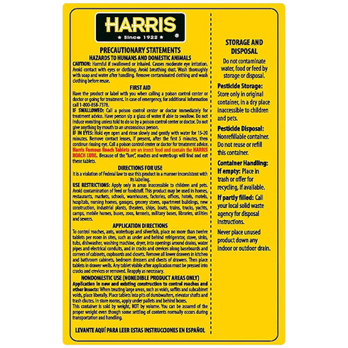 Harris Roach Tablets, Boric Acid Roach Killer with Lure, 4oz, 96 Tablets