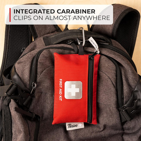 Thrive Mini Emergency Kit & First Aid Pouch, 66 Piece Set, Waterproof Rip-Stop Nylon Pouch