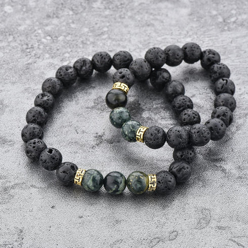 MYSTIQS 3-6 Lava Rock & Chakra Beaded Stone Bracelet Essential Oil Diffuser for Aromatherapy Small